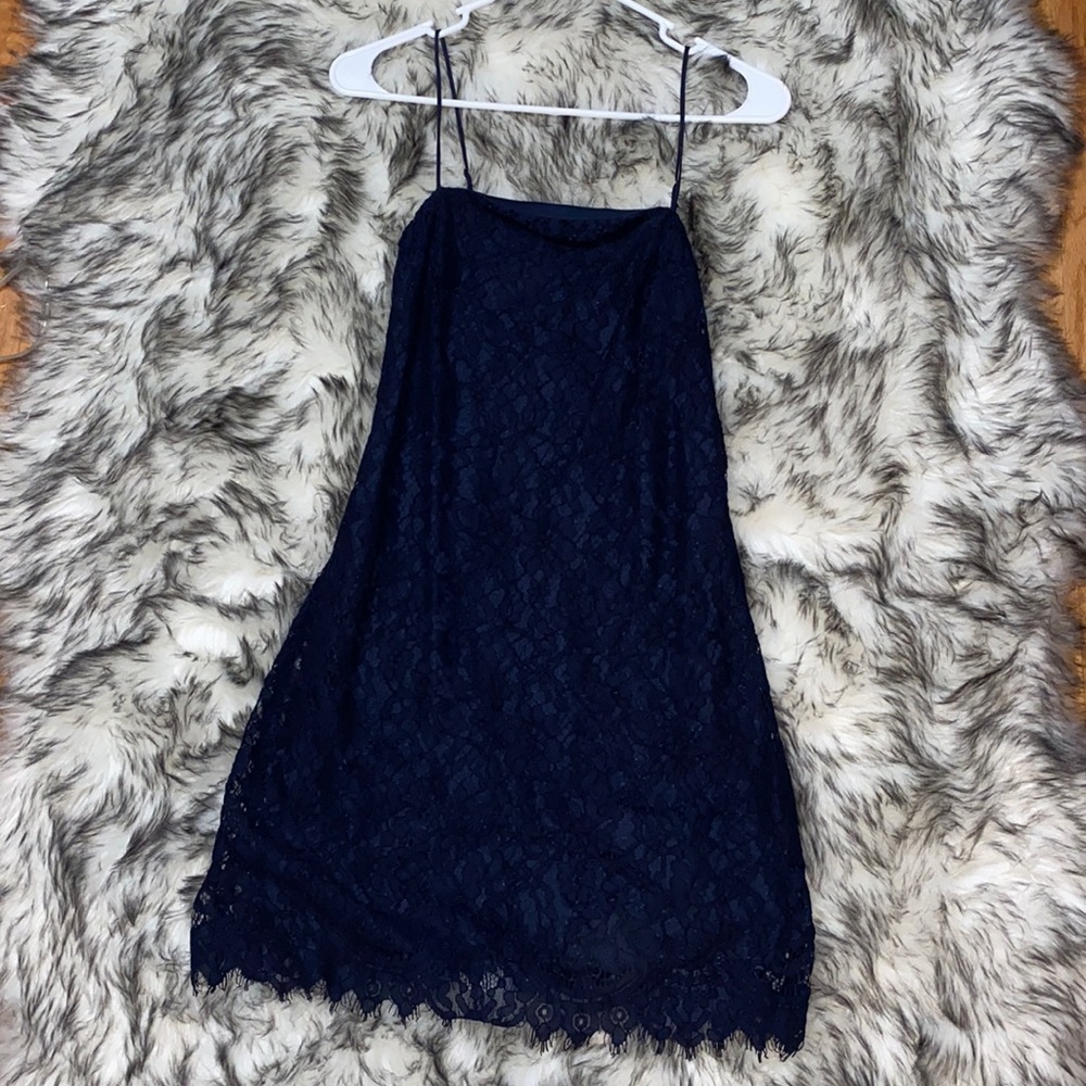 Lace Navy Blue Francesca's A-Line Dress